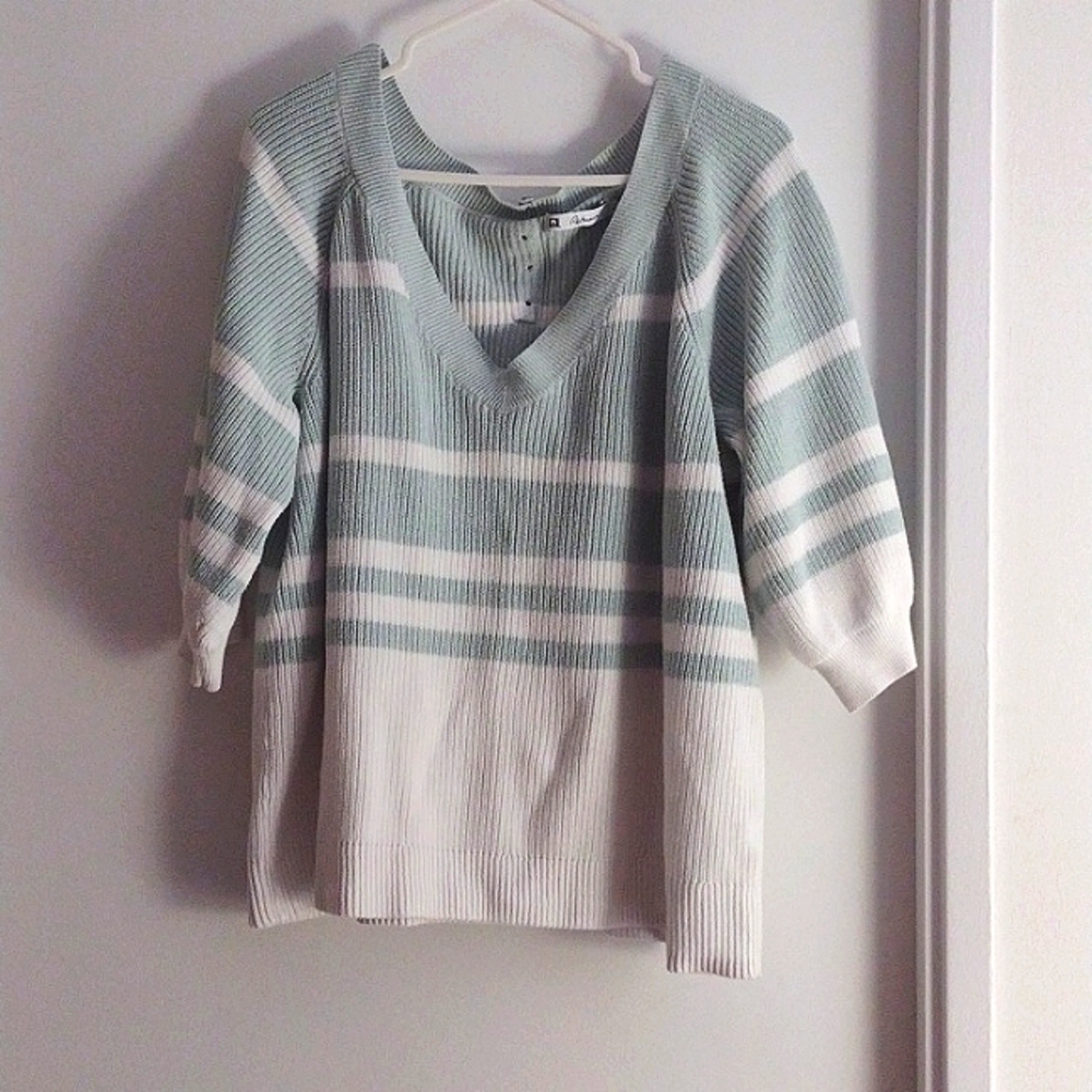 Mint Green and Off-White Sweater